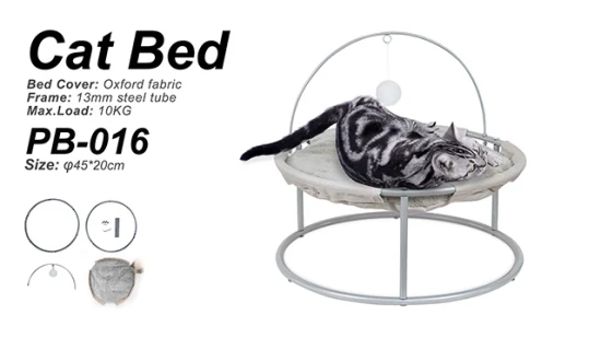 Luxuriöses, rundes, erhöhtes Haustierbett aus Stahlrohr aus Oxford-Stoff für Katzen und Hunde